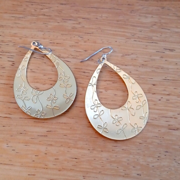 Brighton Gold-Tone Teardrop Hoop Earrings - Picture 2 of 4